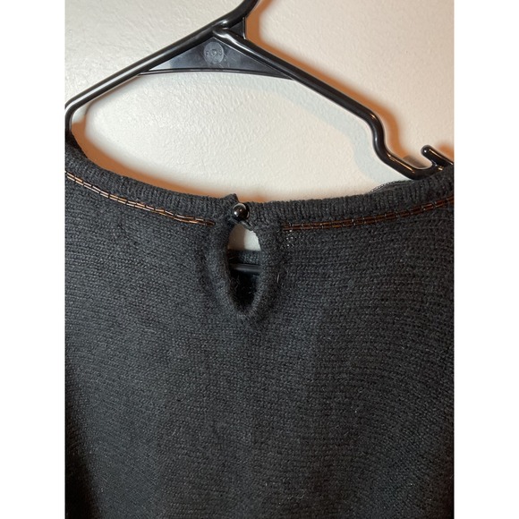 Vintage Venezia Vitale Women's 1x SilkAngora Blend Black Sweater Gold Sequin Bow - Picture 4 of 9